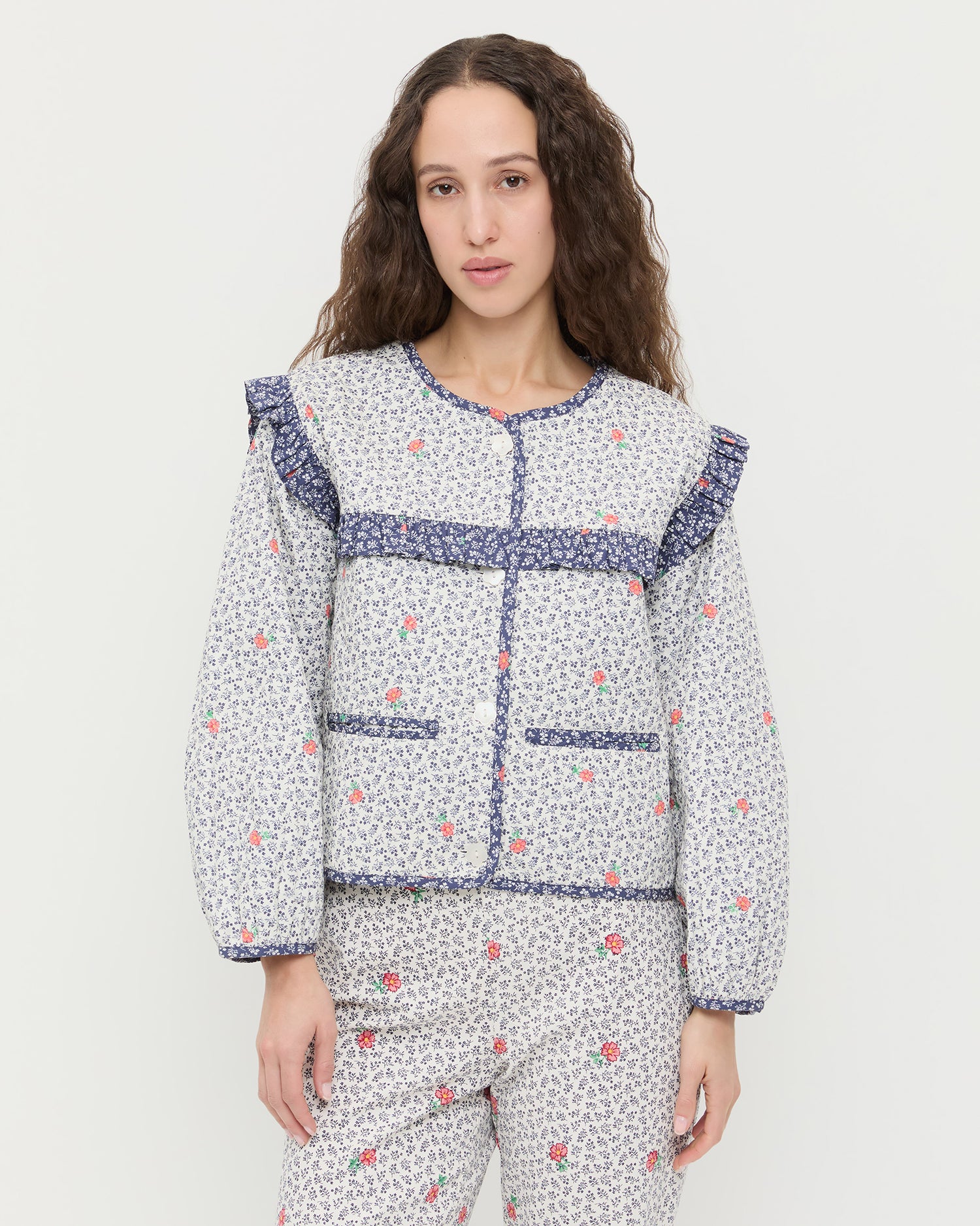 Winslet Navy Floral Jacket | Outerwear | Apparel