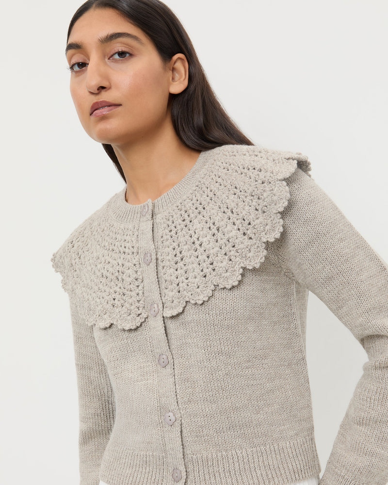 Wynn Cardigan in grey wool.
