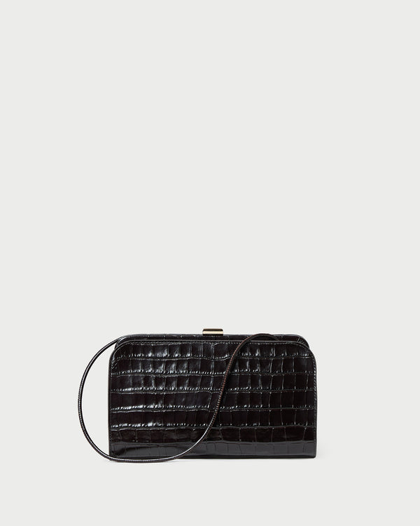 Zella Crocodile Leather Clutch