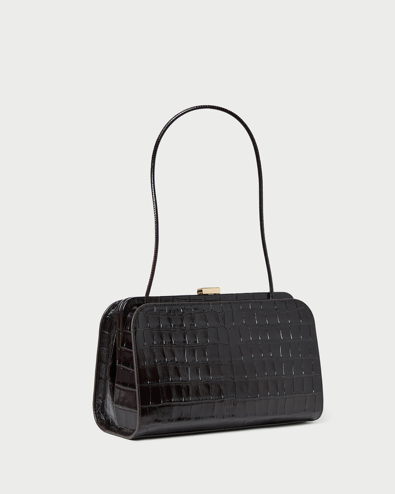 Zella Crocodile Leather Clutch