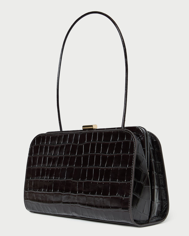 Zella Crocodile Leather Clutch