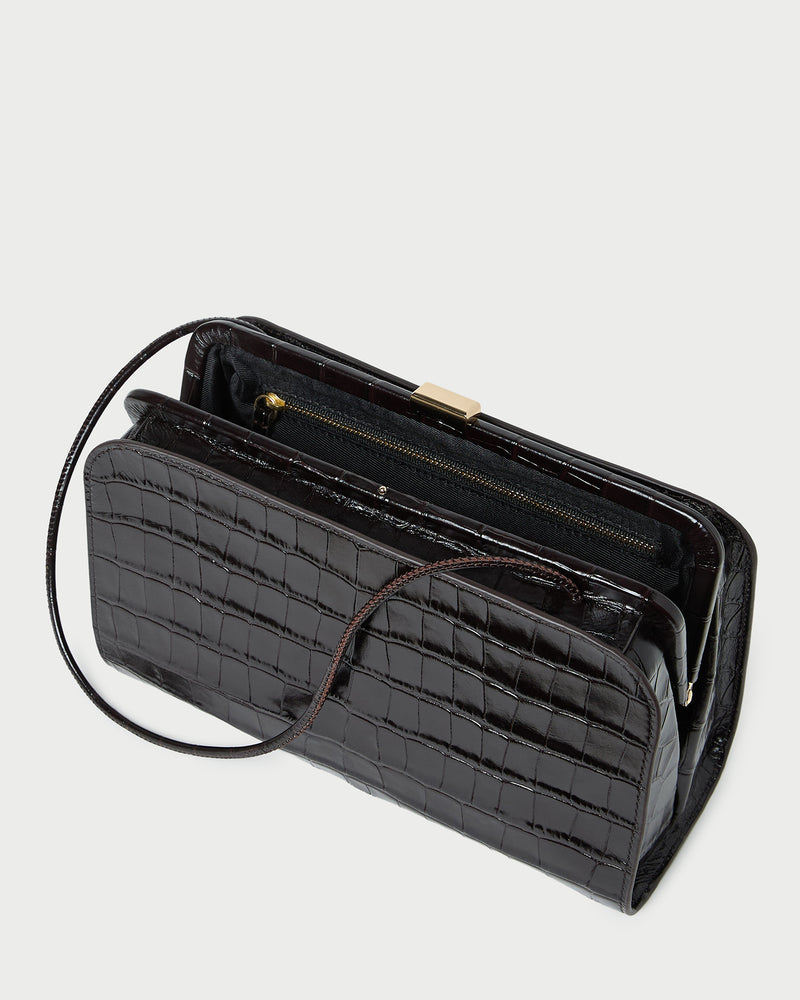 Zella Crocodile Leather Clutch