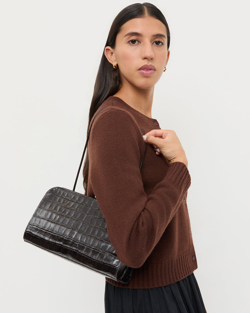 Zella Crocodile Leather Clutch