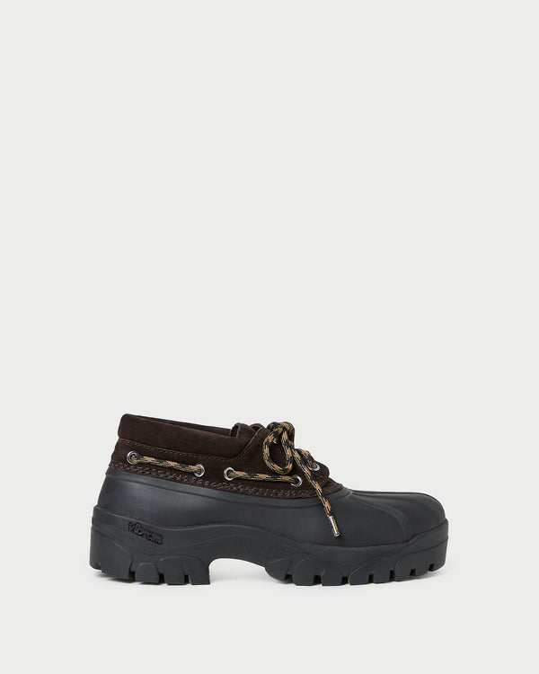 Zola Brown Weather-Ready Lug Shoe in brown suede.