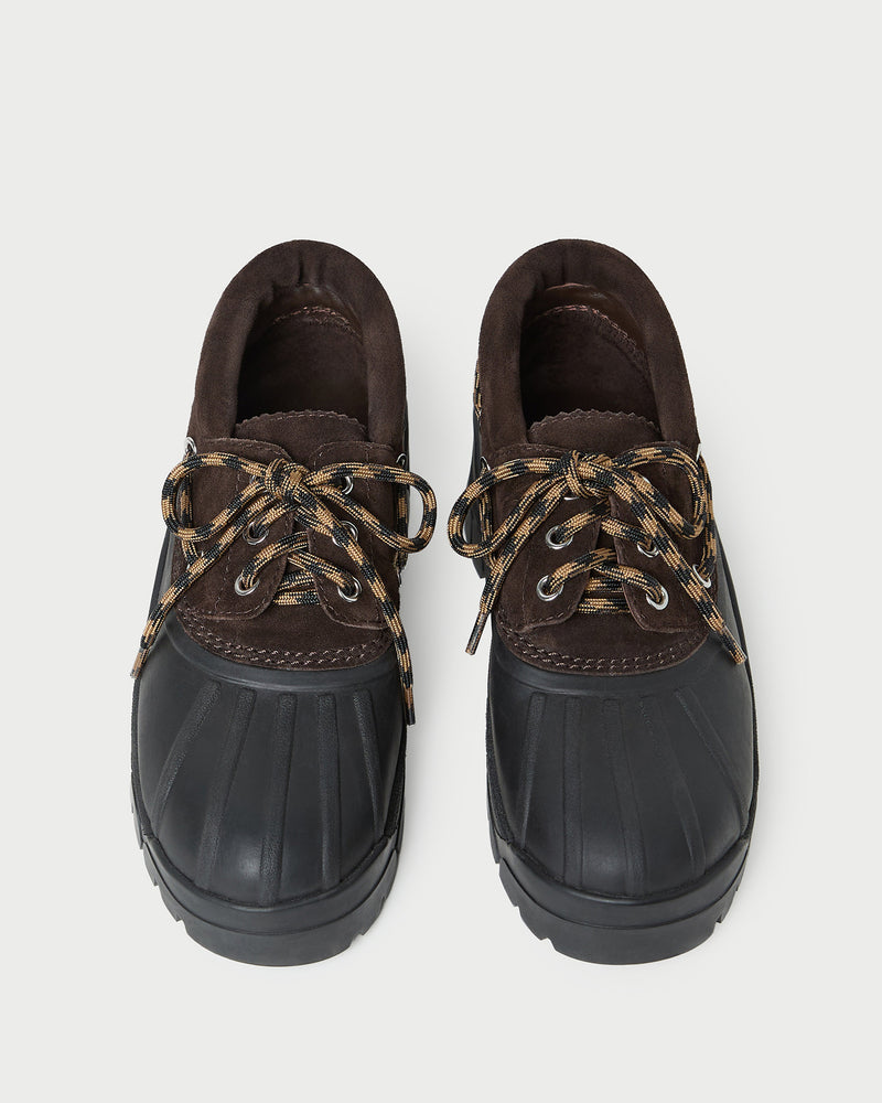 Zola Brown Weather-Ready Lug Shoe in brown suede.