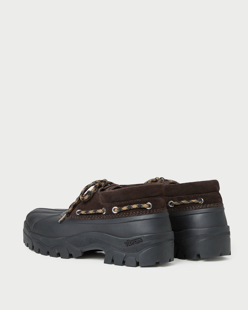 Zola Brown Weather-Ready Lug Shoe in brown suede.
