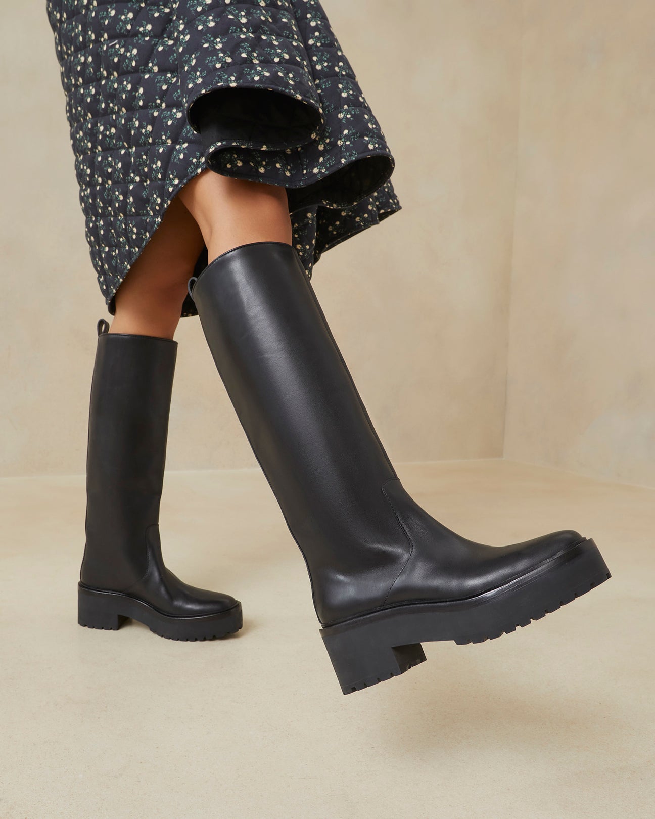 Carlee Black Tall Lug Boot I Tall Boots I Footwear