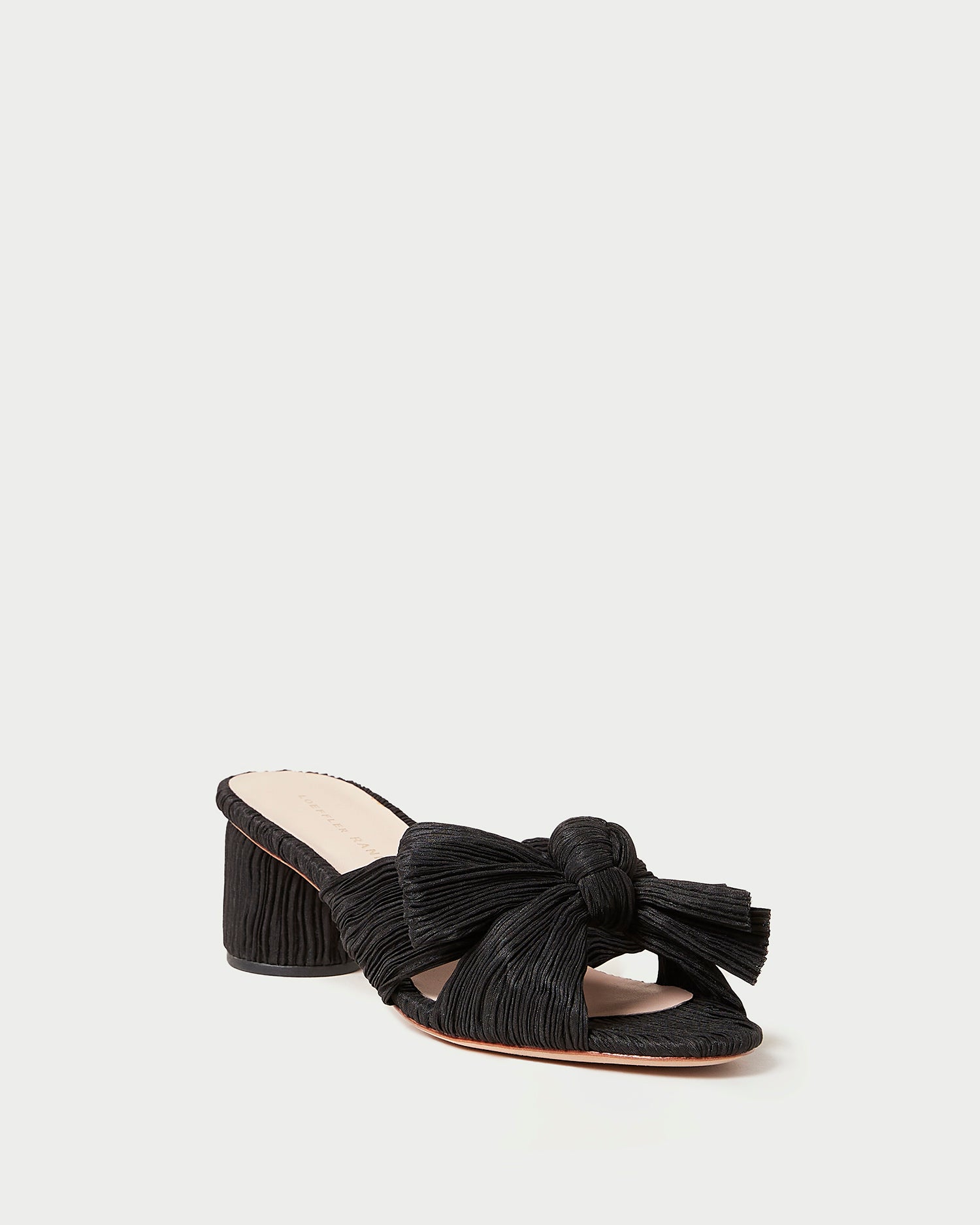 Emilia Black Pleated Bow Heel Heeled Sandals Footwear