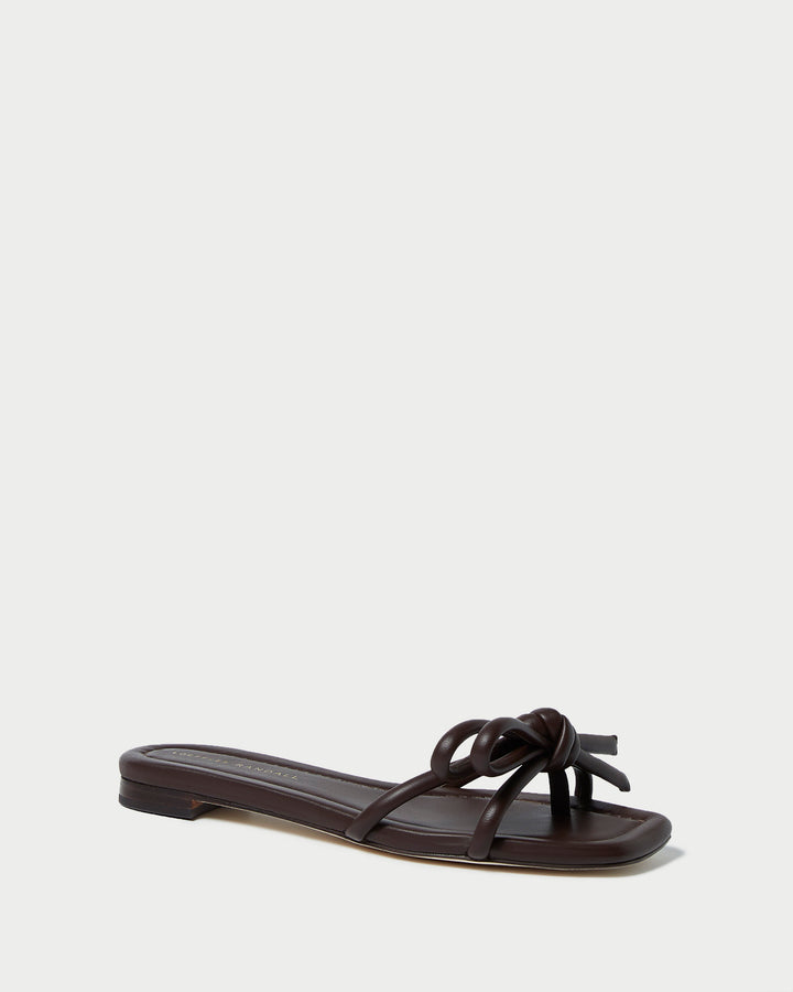 Loeffler Randall | Hadley Cacao Bow Sandal I Flat Sandals I Footwear
