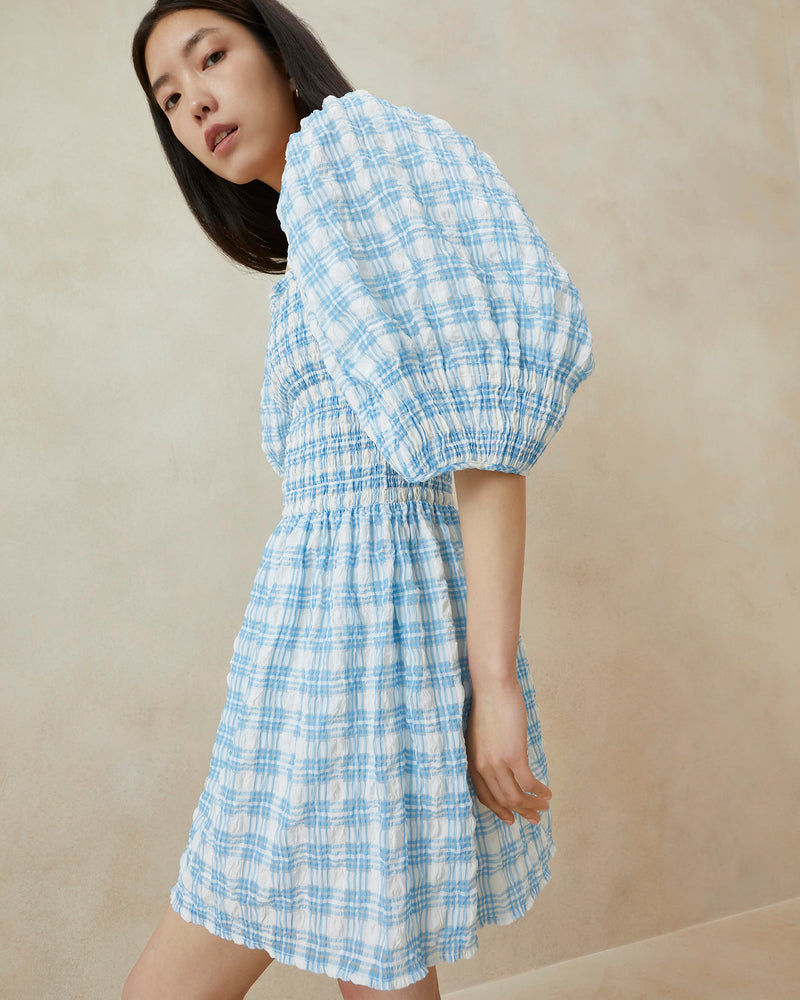 Color: Blue/Cream Plaid