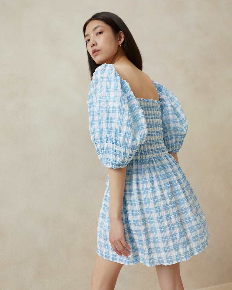 Color: Blue/Cream Plaid