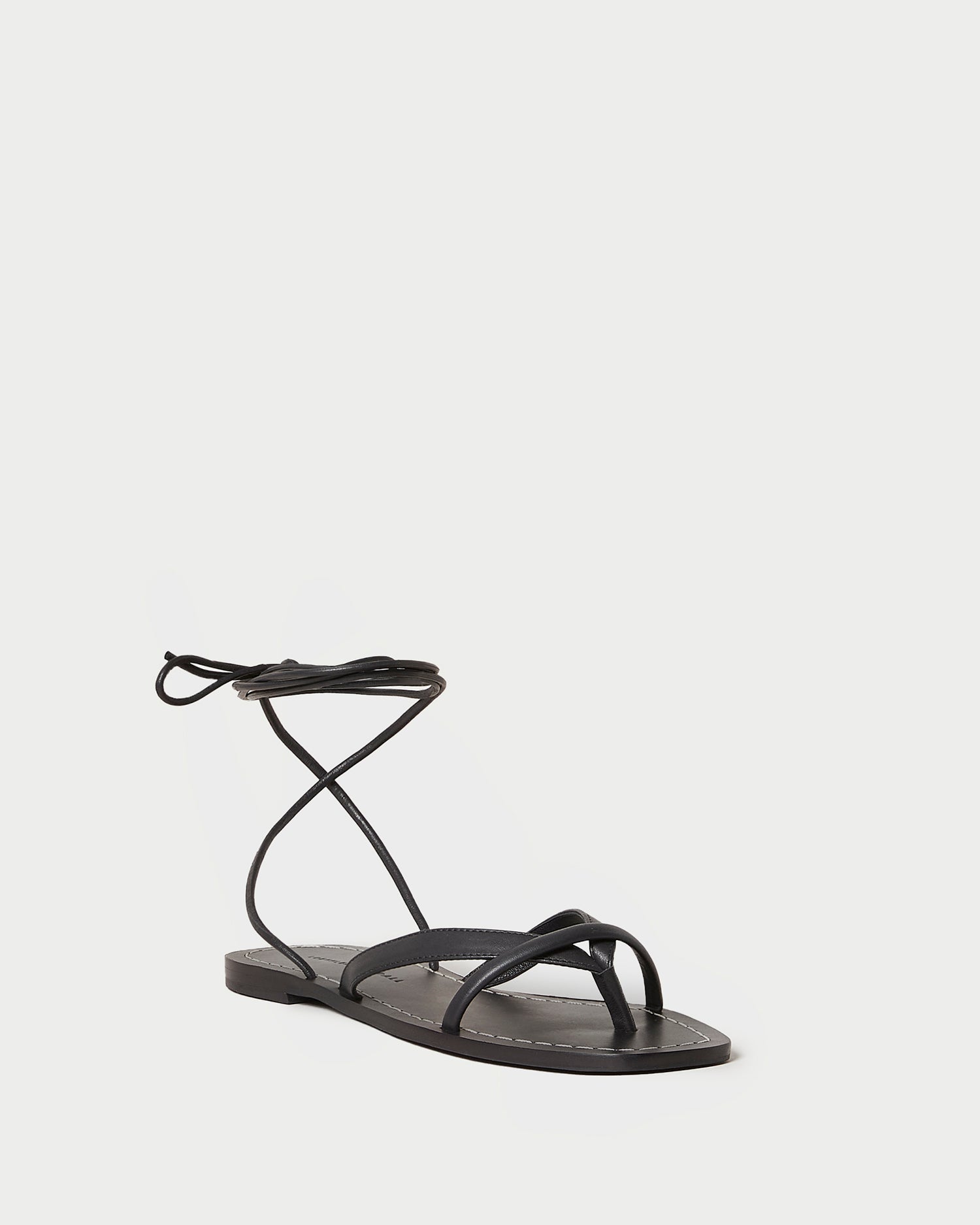 Loeffler Randall | Lilla Black Thong Wrap Sandal I Flat Sandals I Footwear