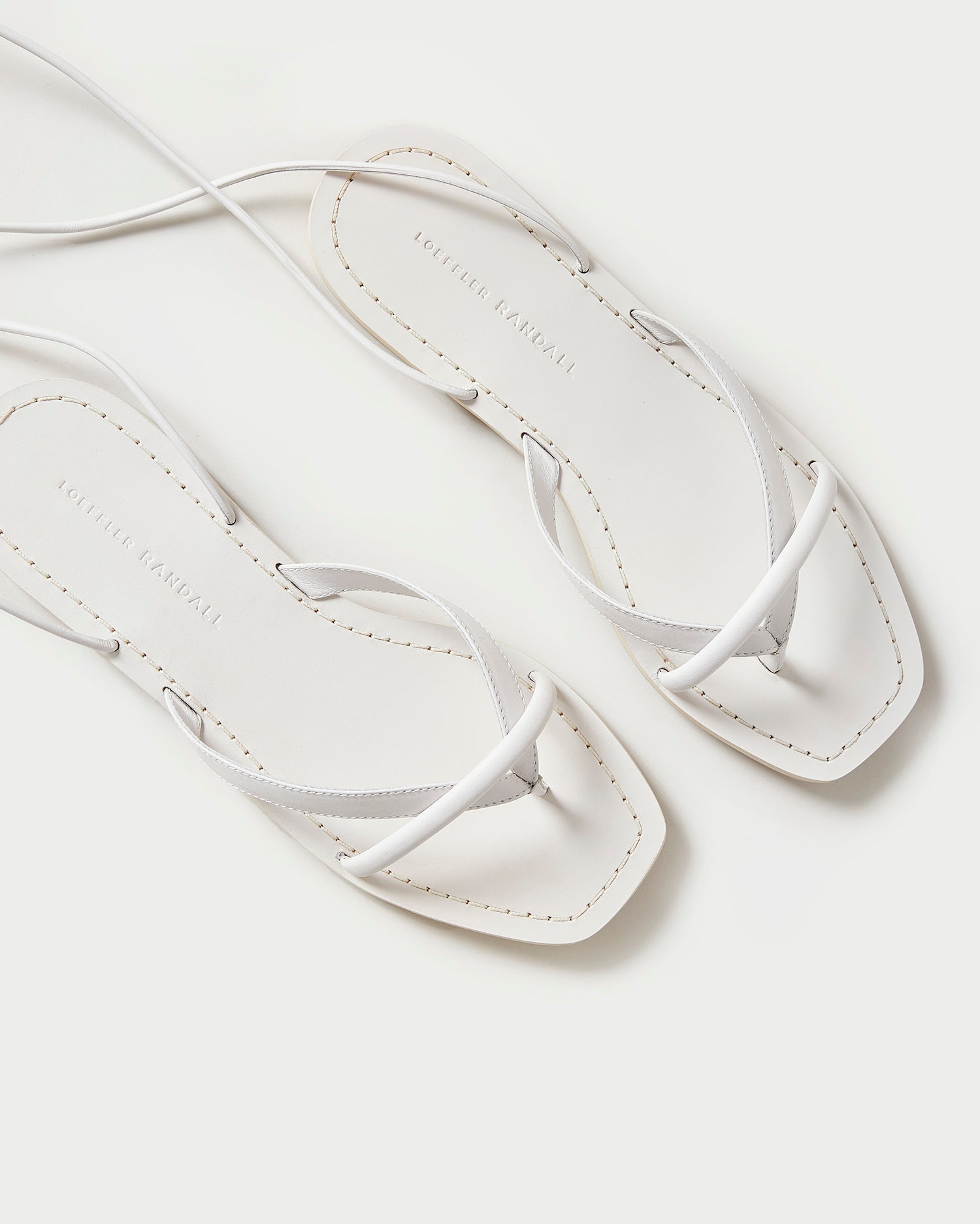 Loeffler Randall Lilla White Thong Wrap Sandal I Flat Sandals I