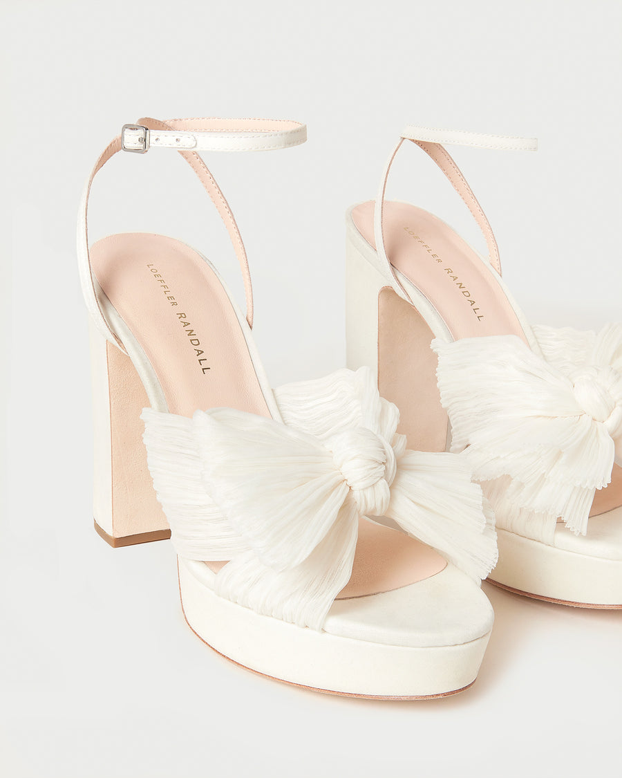 Natalia Pearl Platform Bow Heel Heeled Sandals Footwear