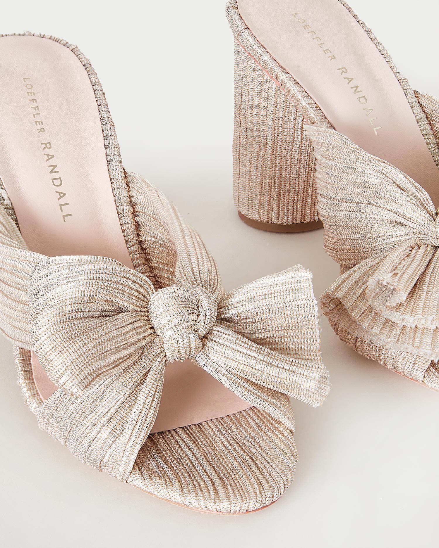 Loeffler Randall | Penny Platinum Bow Mule| Heeled Sandals| Footwear