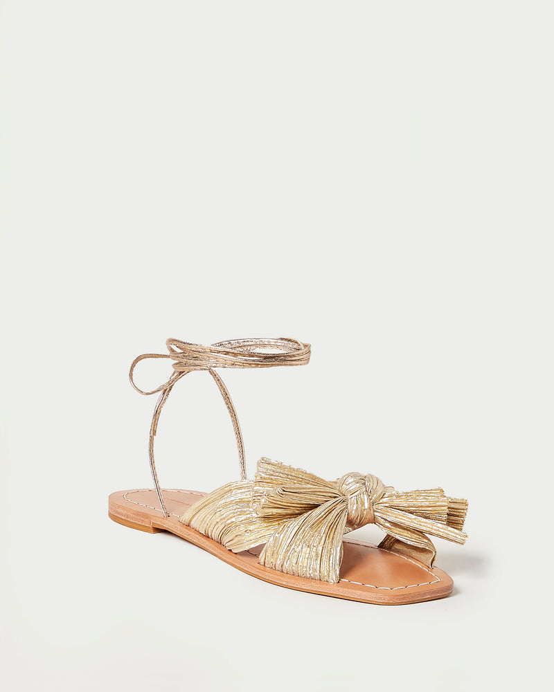 Peony Gold Pleated Bow Heel