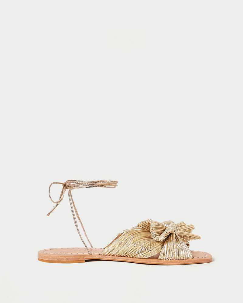 Peony Gold Pleated Bow Heel