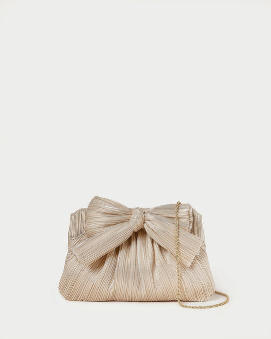 Loeffler Randall | Rayne Pleated Bow Clutch Gold | Clutches | Handbags