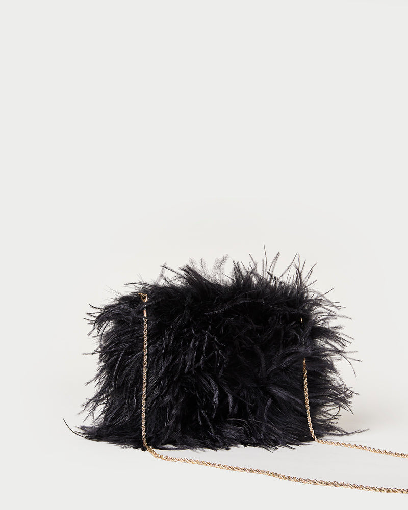 Zahara Black Mini Feather Pouch
