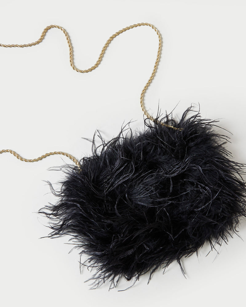 Zahara Black Mini Feather Pouch