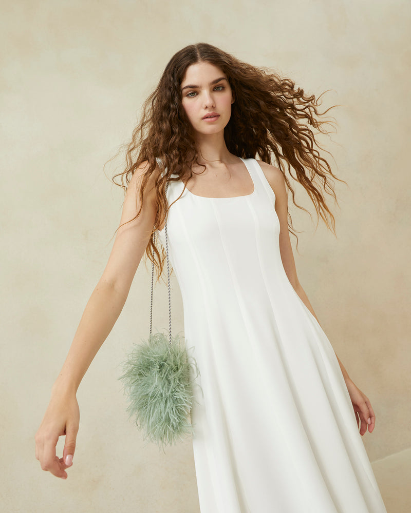 Zahara Sage Mini Feather Pouch